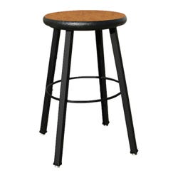 Wisconsin Bench 4-Leg Fixed Height Fully Welded Square Tube Stool, 24 in Seat, Hardwood Seat 1395697