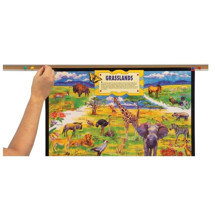 MooreCo Bulletin Bar with Aluminum Frame, 1 x 12 Inches, Set of 12, Natural