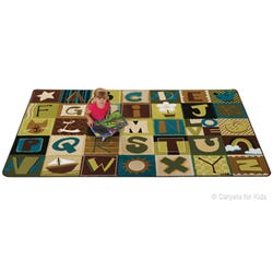 Carpets for Kids KIDSoft Toddler Alphabet Blocks Carpet, 8 x 12 Feet, Rectangle, Brown, Item Number 1431580