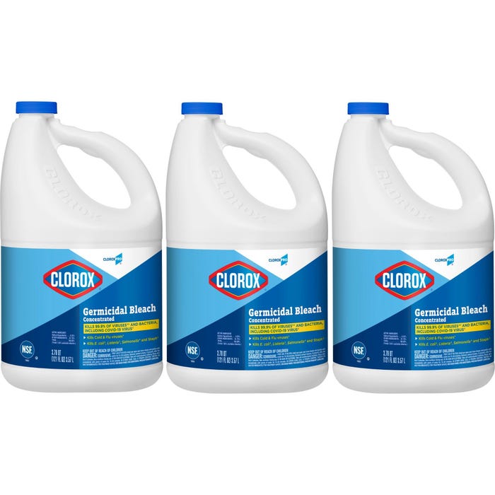 CloroxPro Clorox Germicidal Liquid Bleach Concentrate, 121 Ounces, Pack of 3
