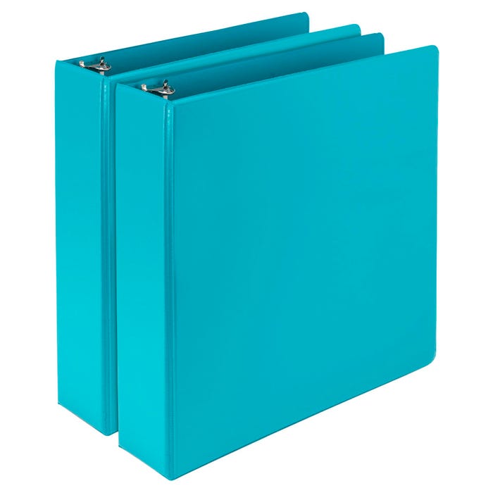 Samsill Earth's Choice Fashion Round Ring View Binder, 2 Inches, Turquoise, Pack of 2