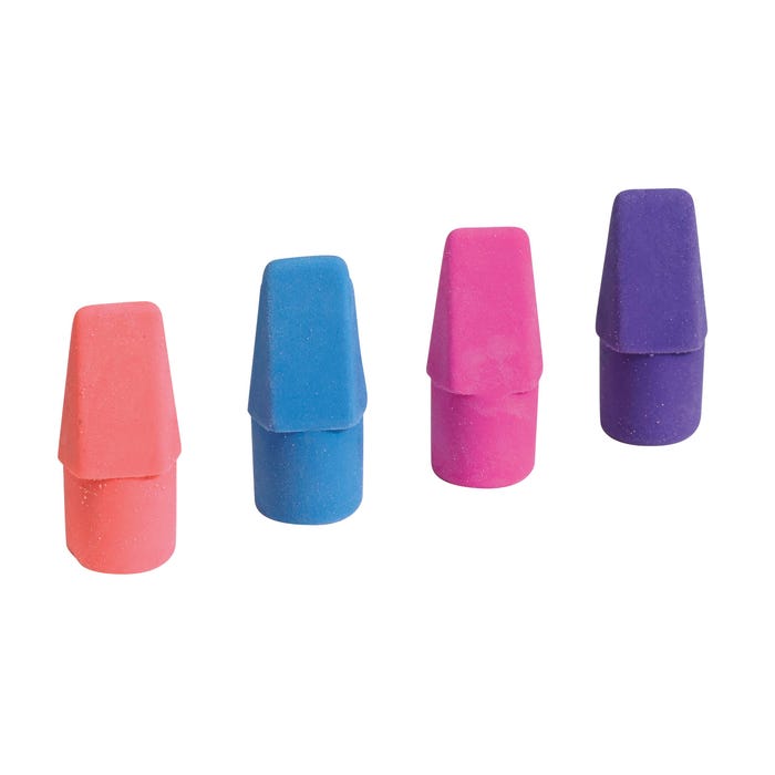 School Smart Pencil Cap Erasers, Chisel, Assorted Colors, Pack of 100