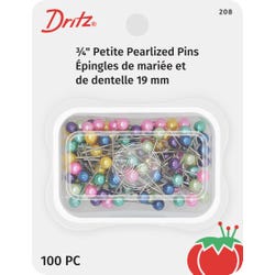 Dritz Petite Pearlized Pins, 3/4 Inch, Assorted Colors, Pack of 100