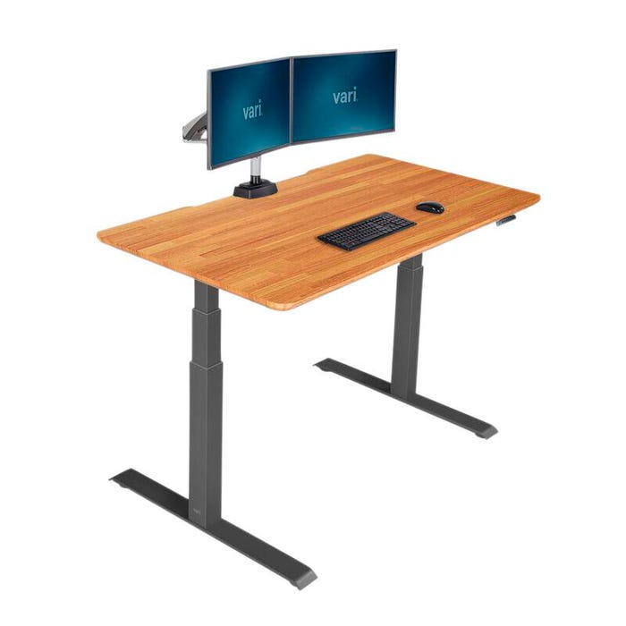 VARI Electric Standing Desk, Butcher Block, Supports 200 Pounds