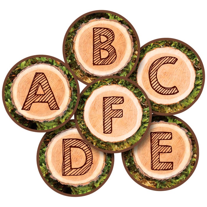 Carpets for Kids Alphabet Tree Carpet Seating Rounds, 12 Inch Rounds, Set of 26, Brown