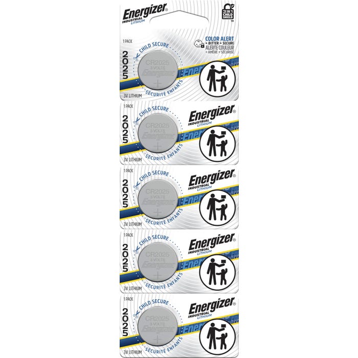 Energizer Industrial 2025 Lithium 3V Batteries, Pack of 5