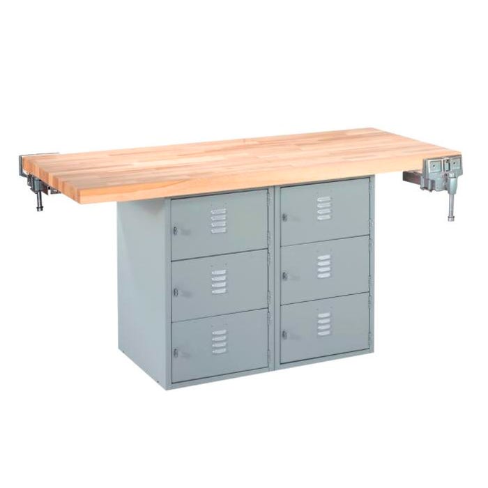 Diversified Woodcrafts 2 Station 6 Locker Workbench with 2 Vises