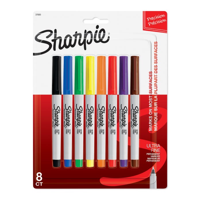 Sharpie Permanent Marker, Ultra Fine Point, Assorted Colors, Set of 8
