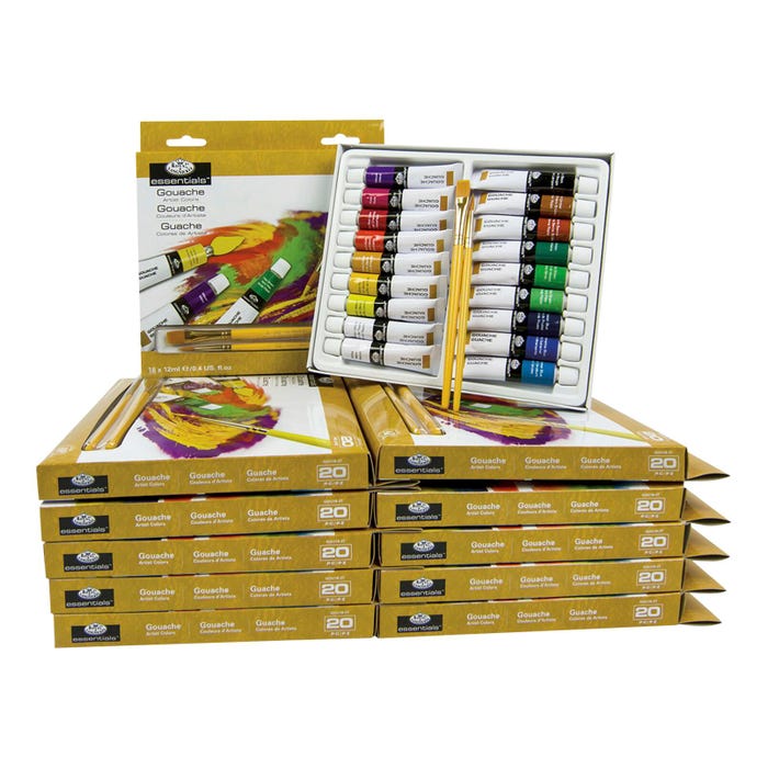Royal Brush Essentials Gouache Classroom Pack, 0.4 Ounce Tubes, Set of 216