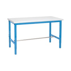 Global Industrial Adjustable Height Workbench with Square Tube Leg, Laminate Safety Edge
