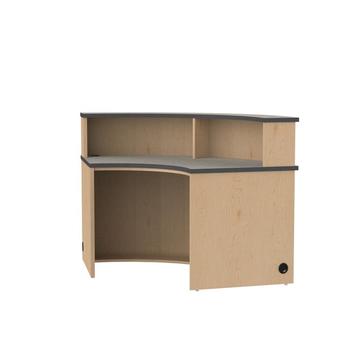 WB Manufacturing Modular Curved Circulation Desk with Transaction Top, Leveling Glides, 5 Grommets