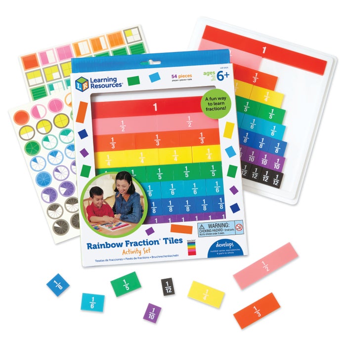 Learning Resources Rainbow Fraction Plastic Tiles With Tray