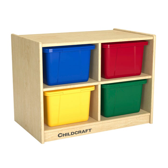 Childcraft Cubby Storage Unit, 4 Assorted Color Tubs, 25-5/8 x 16 x 19 Inches
