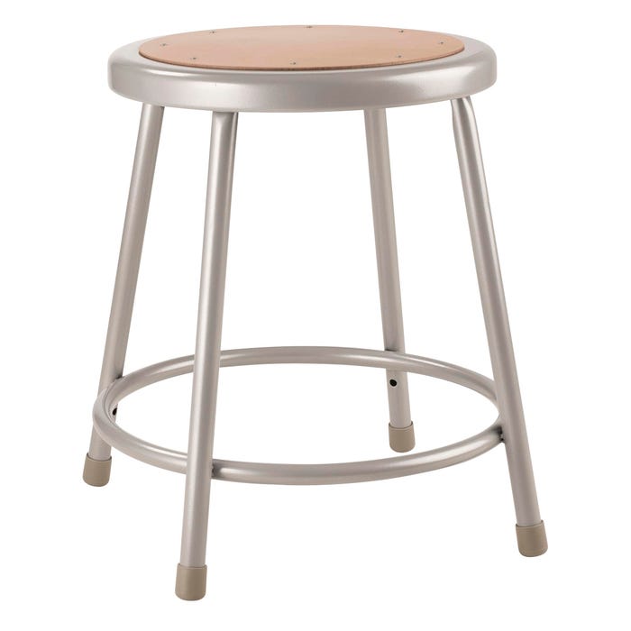 National Public Seating Heavy Duty Steel Stool, 18 Inch, Gray