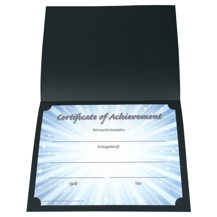 Achieve It! Congratulations Award Covers, Linen, Black, Pack of 25