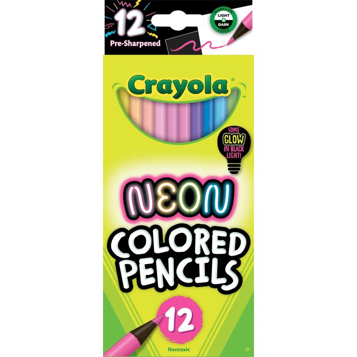 Crayola Neon Colored Pencils, Assorted Colors, Set of 12