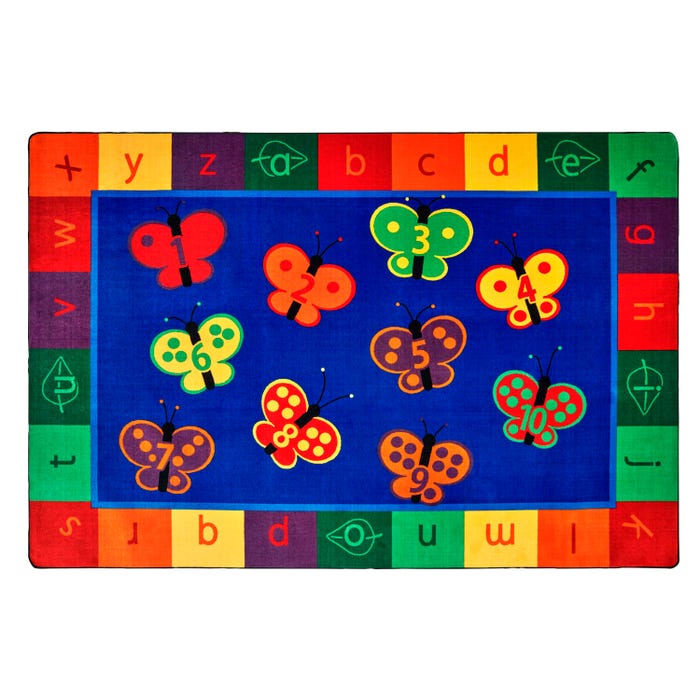 Carpets for Kids KIDSoft 123 ABC Butterfly Fun Carpet, Rectangle