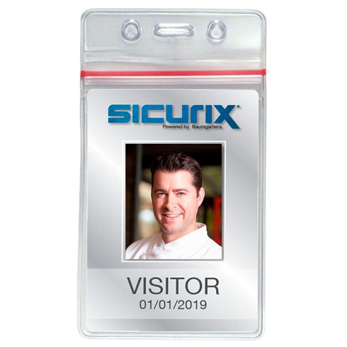 Baumgartens Sicurix Sealable Vertical Zip Closure Badge Holder, 3-3/4 x 2-5/8 Inches, Vinyl, Pack of 50
