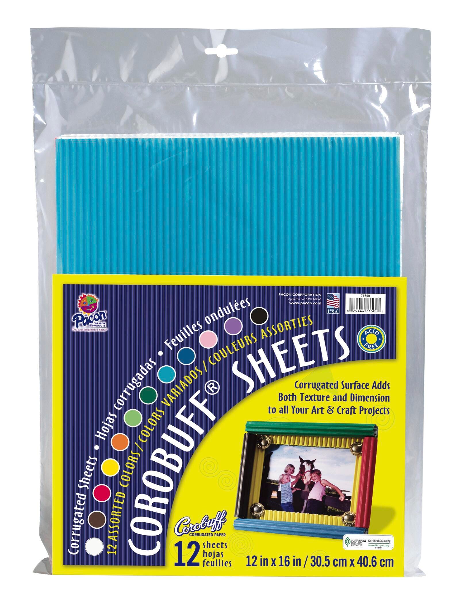 Corobuff Corrugated Art Paper, 12 x 16 Inches, Assorted Colors, 12 Sheets Item Number 006321