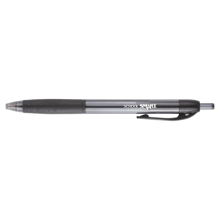 School Smart Retractable Hybrid Gel and Ink Pens, Black, Pack of 12