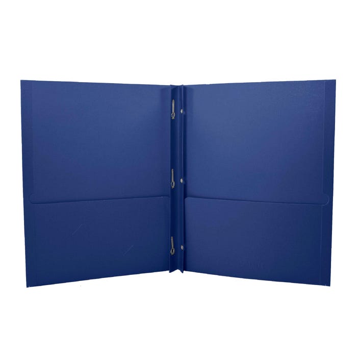 School Smart 2-Pocket Folders with Fasteners, Dark Blue, Pack of 25