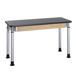 Diversified Woodcrafts Adjustable Height Table, 60 x 24 x 27-3/4 to 42 Inches, Oak Frame, Phenolic Resin Top 677039