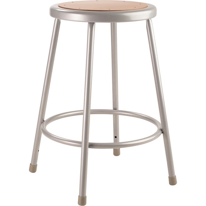 National Public Seating Heavy Duty Steel Stool, 24 Inch Seat Height, Gray