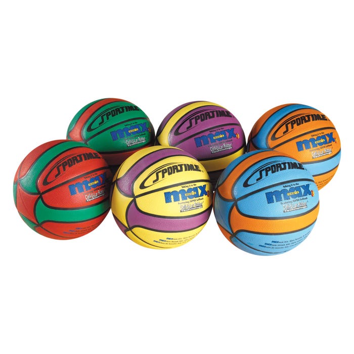 Sportime Max Star Basketballs, Men's, Size 7, Assorted Colors, Set of 6