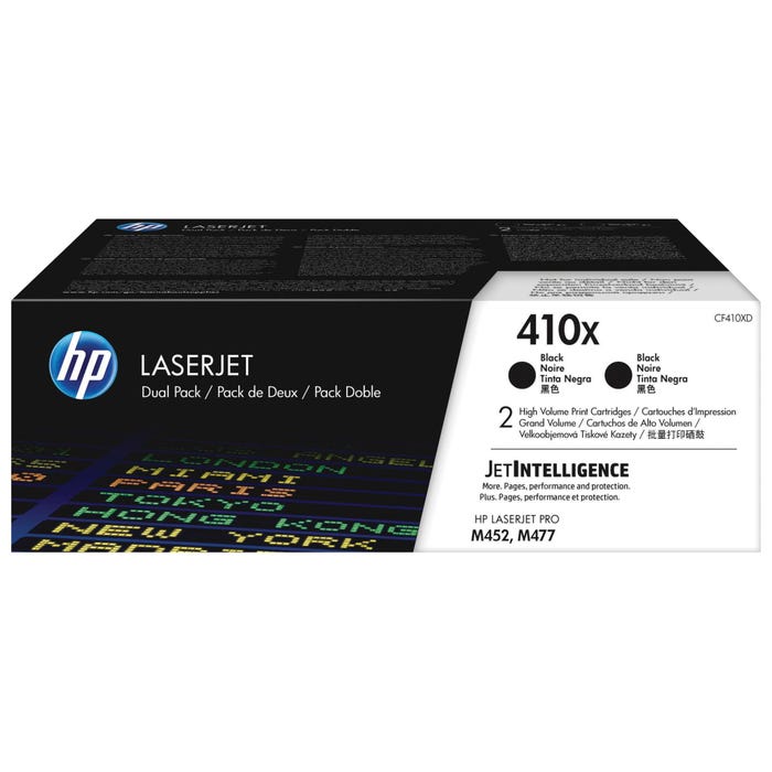 HP 410X Ink Cartridge, CF410XD, Black, Pack of 2