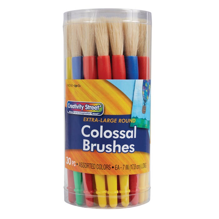 Creativity Street Colossal Brush Set, Round, Easy Grip Handles, Set of 30