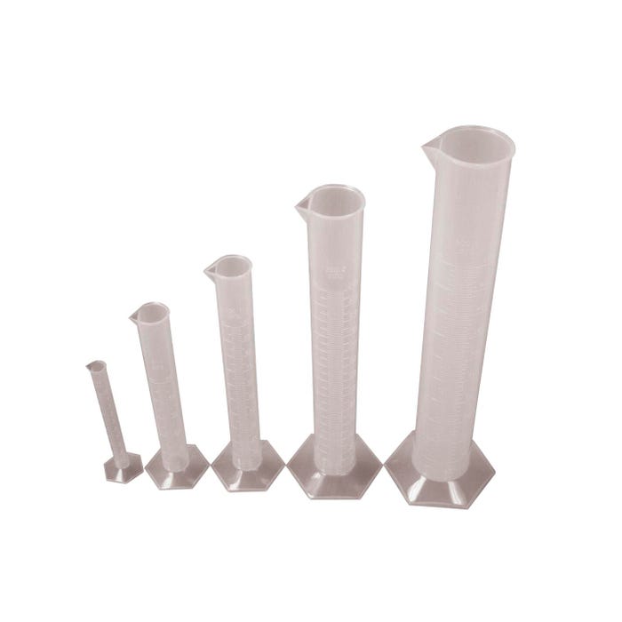 United Scientific Graduated Cylinders, Hex Base, Polypropylene, Assorted Sizes, Set of 5