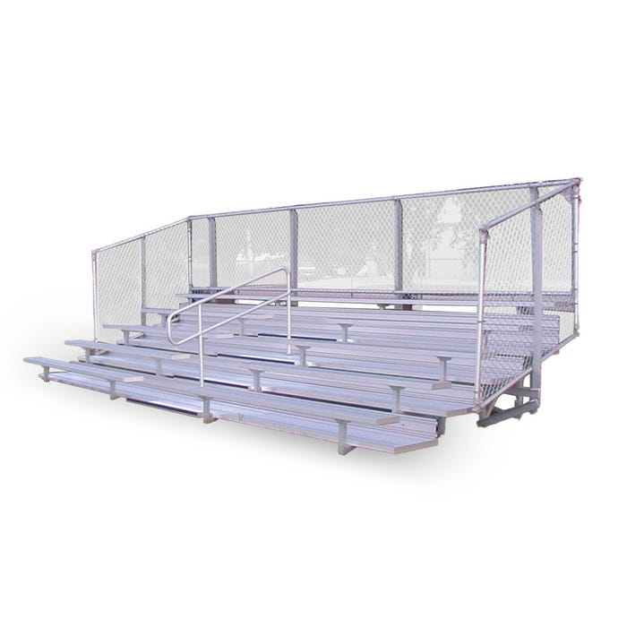 National Recreation Systems Deluxe Aluminum Frame With Guardrail Bleacher, 4 Rows, 15 Feet