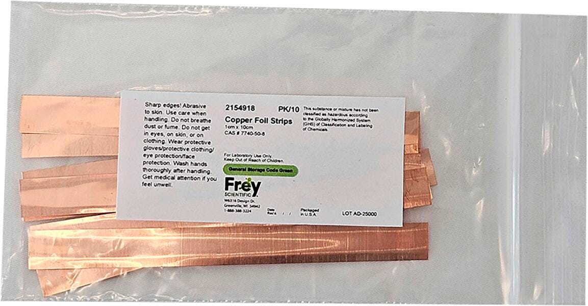Frey Scientific Copper Foil Strips, 1 x 10 Centimeters, Pack of 10 2154918