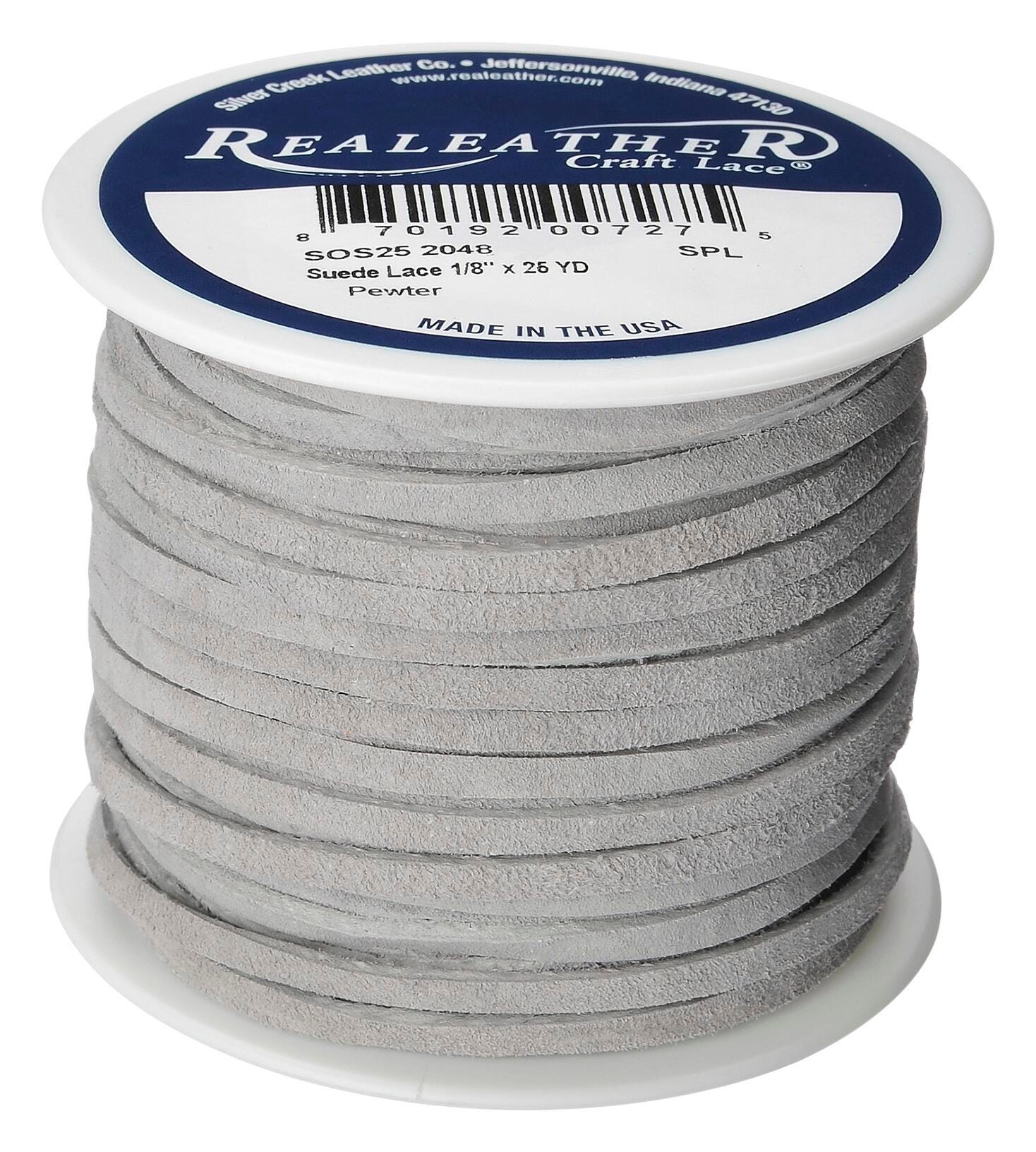 ReaLeather Leather Suede Lacing, 1/8 Inch x 25 Yards, Pewter 2148628