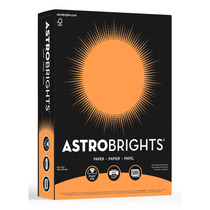 Astrobrights Premium Colored Paper, 8-1/2 x 11 Inches, 24 lbs, Cosmic Orange, 500 Sheets