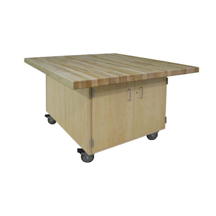 Hann Art and Printmaking Workstation, 64 W x 54 D x 34-1/4 H Inches, Hard Maple, Casters