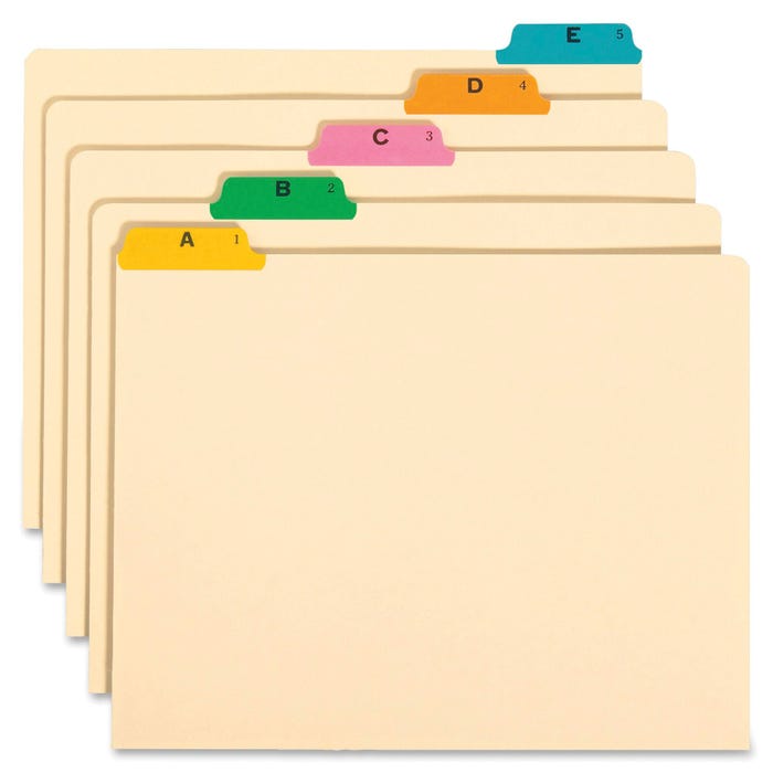 Smead Filing Guides, Letter Size, A-Z, 1/5 Cut Poly Tab, Manila, 1 Set