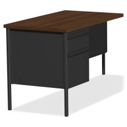 Lorell Walnut Laminate Fortress Series, Left Pedestal Return, 42 x 24 x 29-1/2 Inches, Walnut/Black