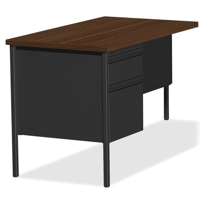 Lorell Walnut Laminate Fortress Series, Left Pedestal Return, 42 x 24 x 29-1/2 Inches, Walnut/Black