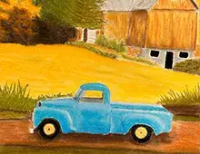 Chalk drawing of truck.