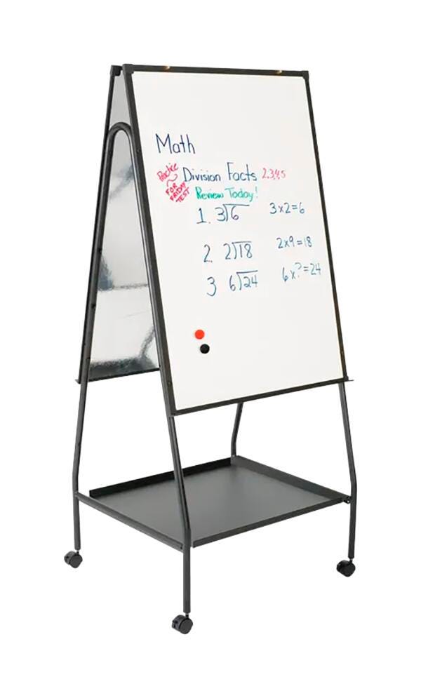 MooreCo Wheasel Mobile Easel, Melamine Markerboard, 28-3/4 x 27 x 59-1/2 to 65 Inches 661713