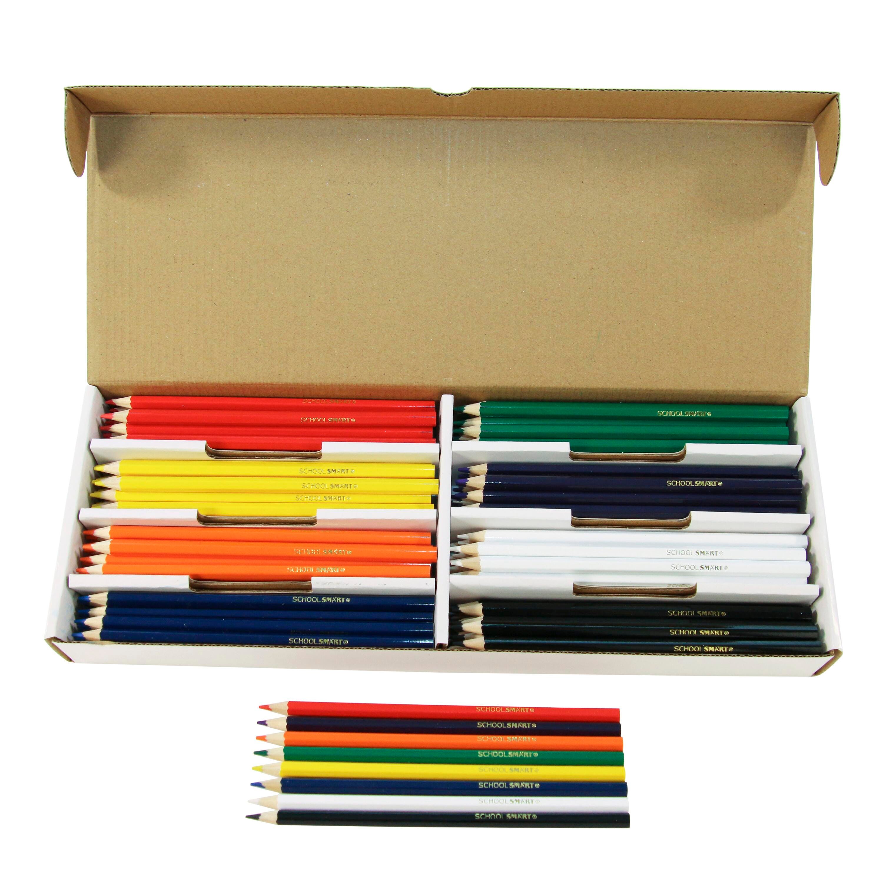 School Smart Colored Pencils Classroom Pack, 8- Assorted Colors, Pack of 144 411453