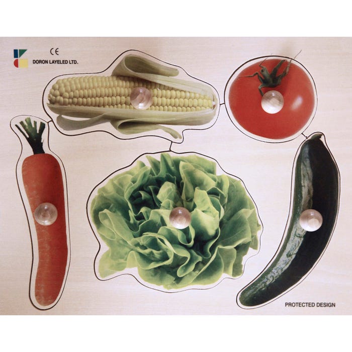Edushape Large Knob Puzzle, Vegetables Theme, 5 Pieces