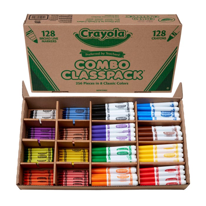 Crayola Markers & Crayons Classpack, Assorted Colors, Set of 256
