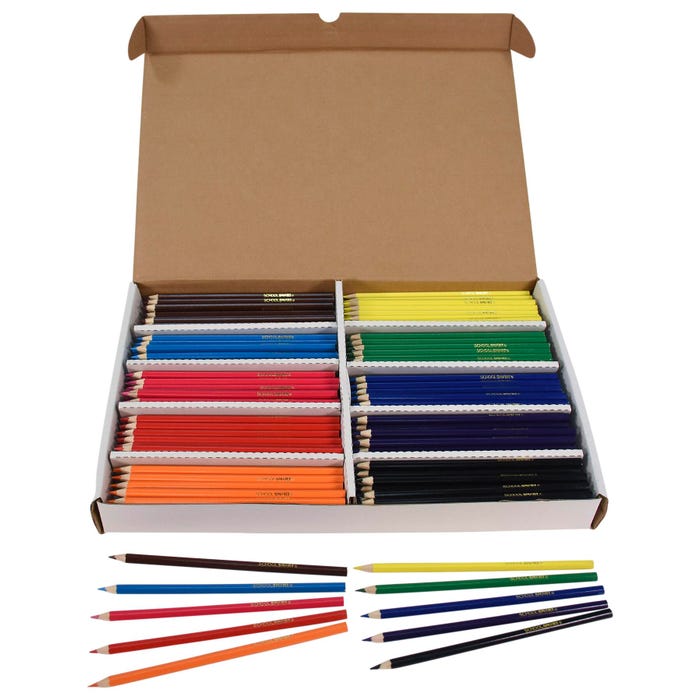 School Smart Colored Pencils Classroom Pack, 10- Assorted Colors, Set of 250