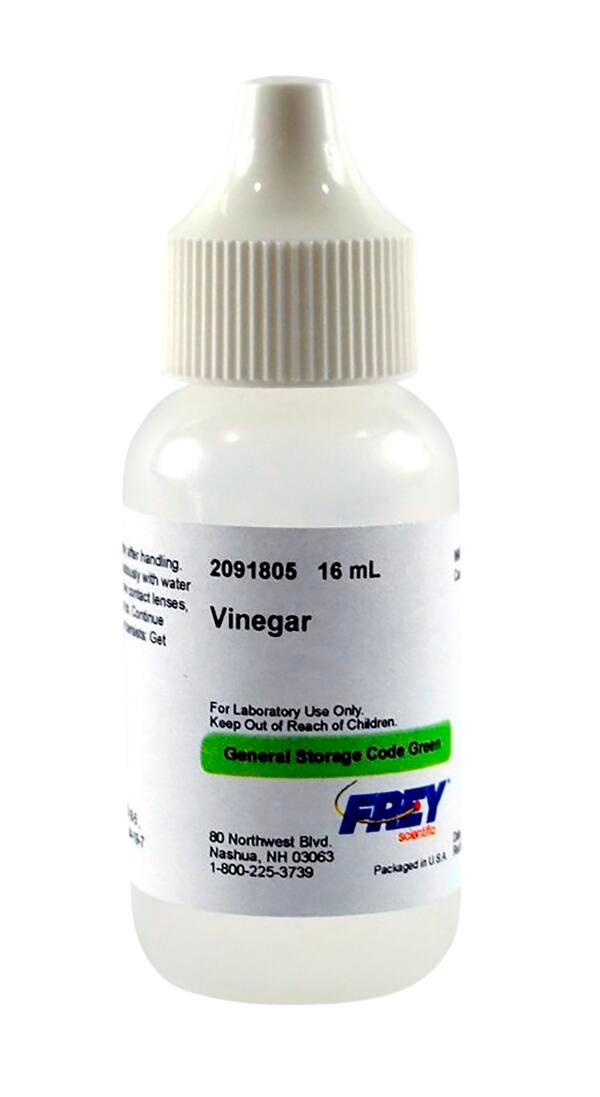 Frey Scientific Vinegar, Lab Grade, 16mL Item Number 2091805