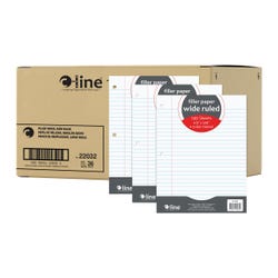 C-Line 3-Hole Punched Filler Paper, 8 x 10-1/2 Inches, Wide Ruled, 100 Sheets, Pack of 36