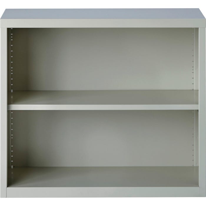 Lorell Fortress Series Light Gray Steel Bookcase, 2 Shelves, 34-1/2 x 13 x 30 Inches