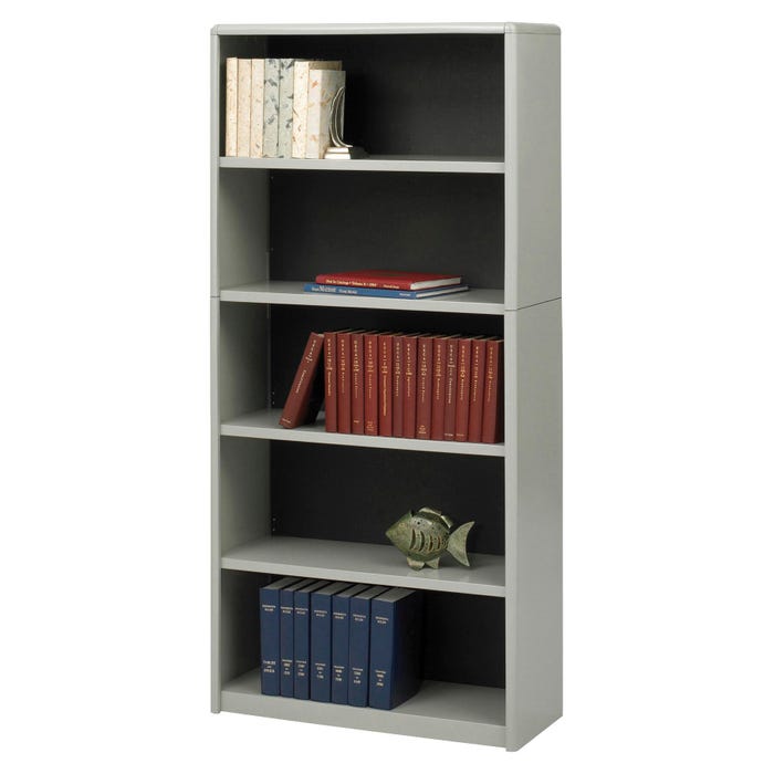 Safco ValueMate Bookcase, 5 Shelves, 31-3/4 x 13-1/2 x 67 Inches, Gray
