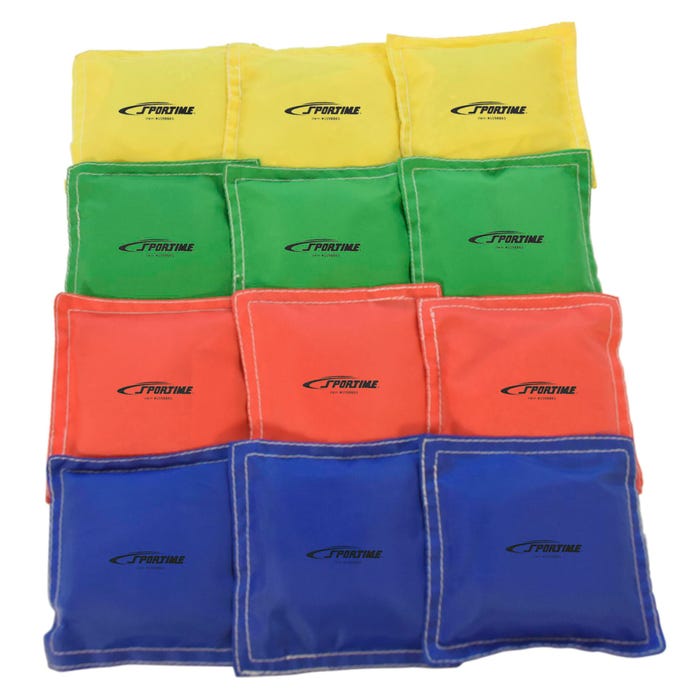 Sportime Nylon Square Bean Bags, 4 Inches, Set of 12